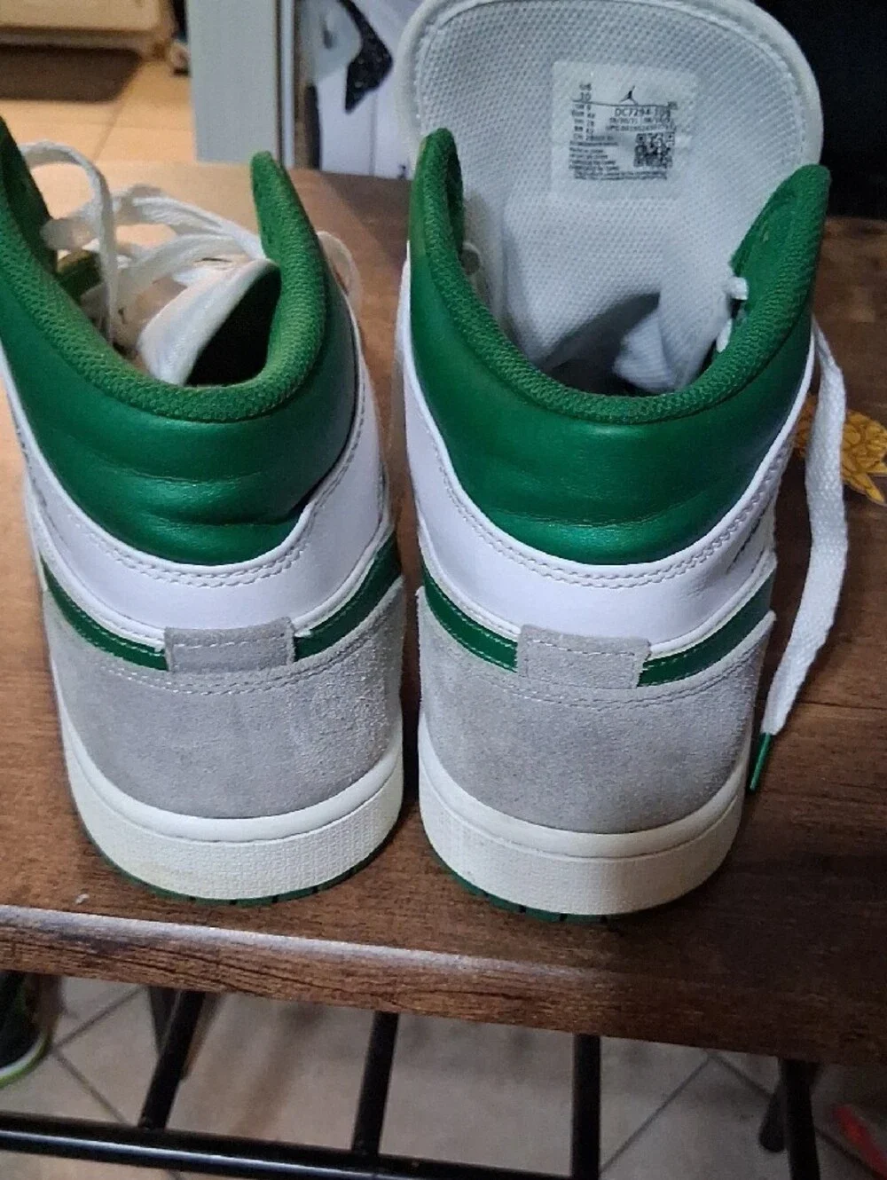Jordan Mid-Top Sneakers in White, Green & Gray
